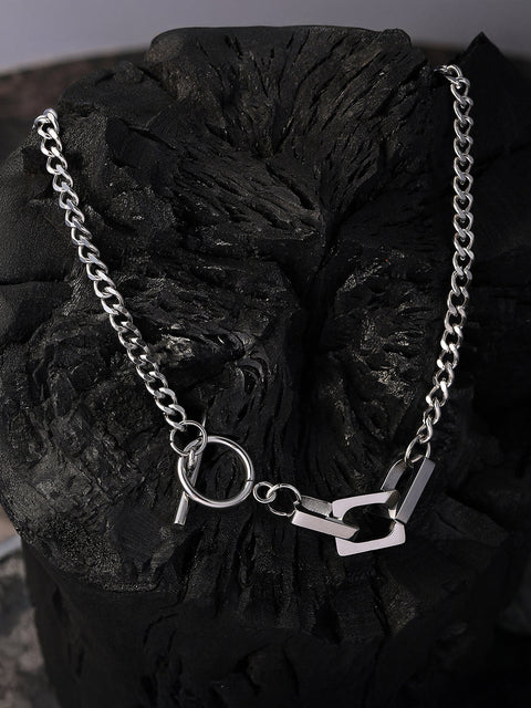 Chaos - The Zig-Saw Pendant Necklace - Metallic Silver