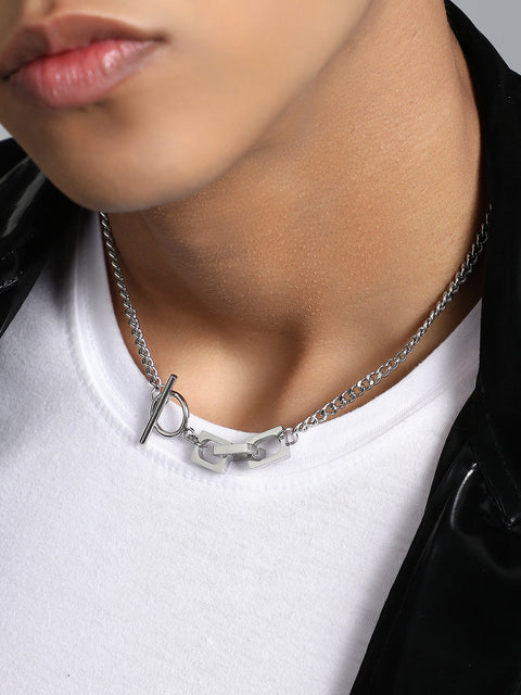 Chaos - The Zig-Saw Pendant Necklace - Metallic Silver