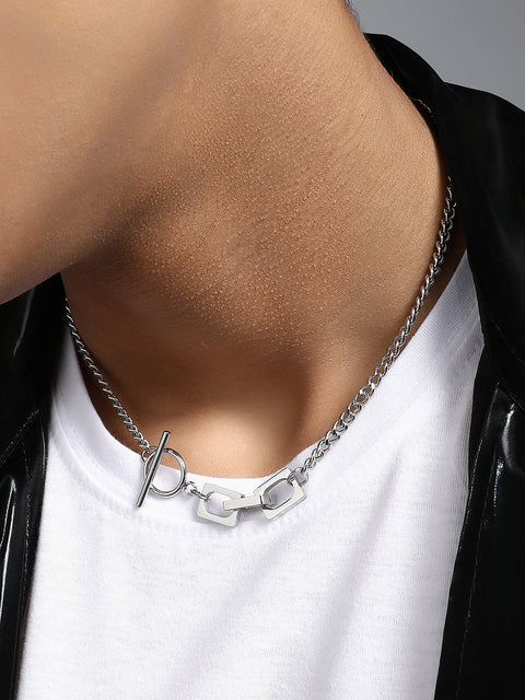 Chaos - The Zig-Saw Pendant Necklace - Metallic Silver