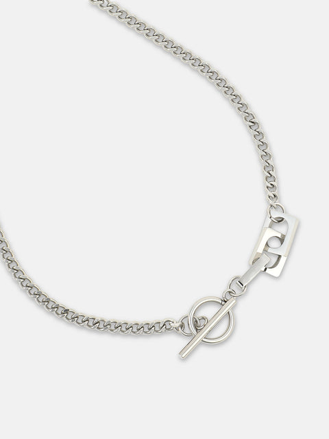 Chaos - The Zig-Saw Pendant Necklace - Metallic Silver