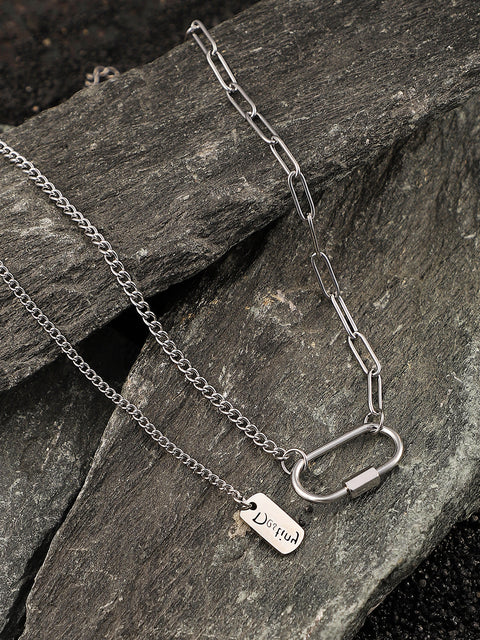 Chaos - The Industrial Link Pendant Necklace - Metallic Silver