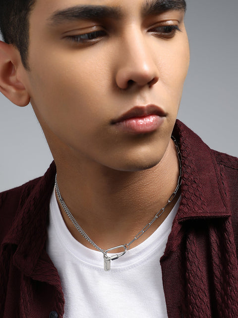 Chaos - The Industrial Link Pendant Necklace - Metallic Silver