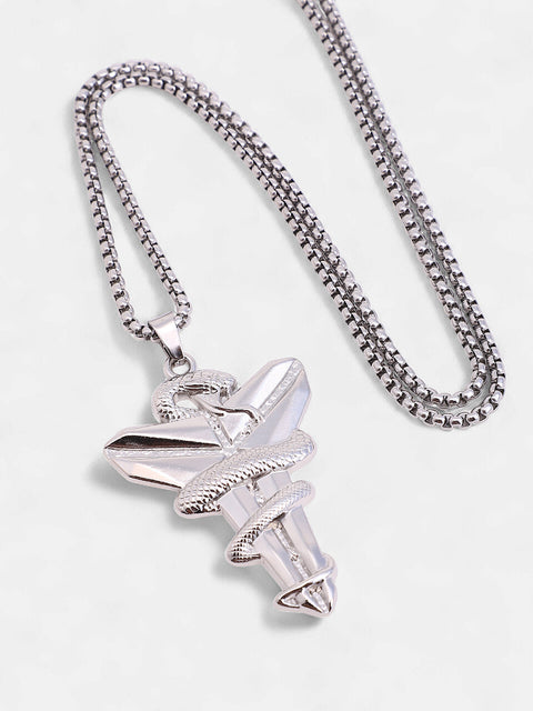 Chaos - The Snakehead Pendant Necklace - Metallic Silver