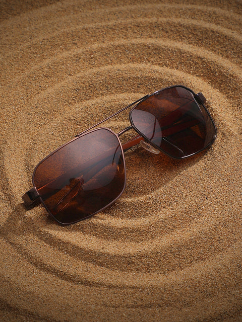 CAHOOT Men's Full Rim Aviator Sunglasses - Brown