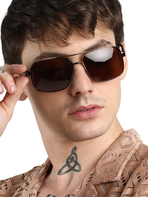 Chaos - Full Rim Aviator Sunglasses - Brown