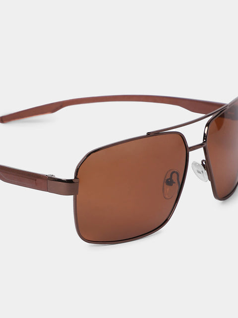 Chaos - Full Rim Aviator Sunglasses - Brown
