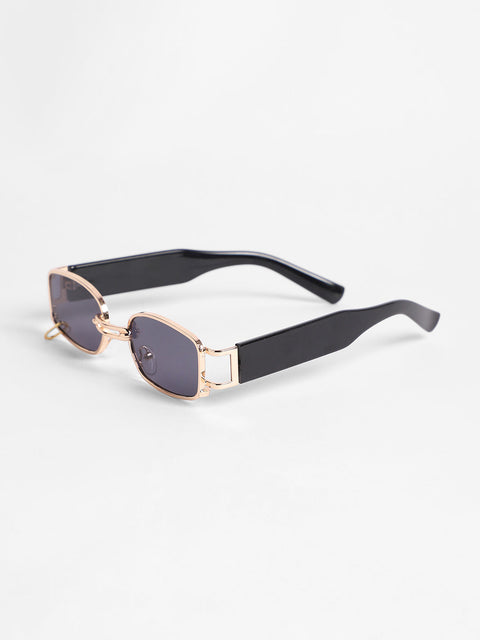 CAHOOT Men's Full Rim Rectangular Sunglasses - Black