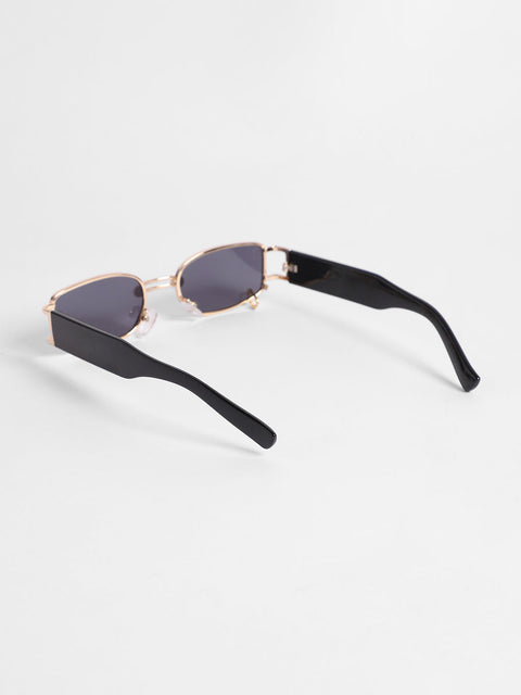 CAHOOT Men's Full Rim Rectangular Sunglasses - Black