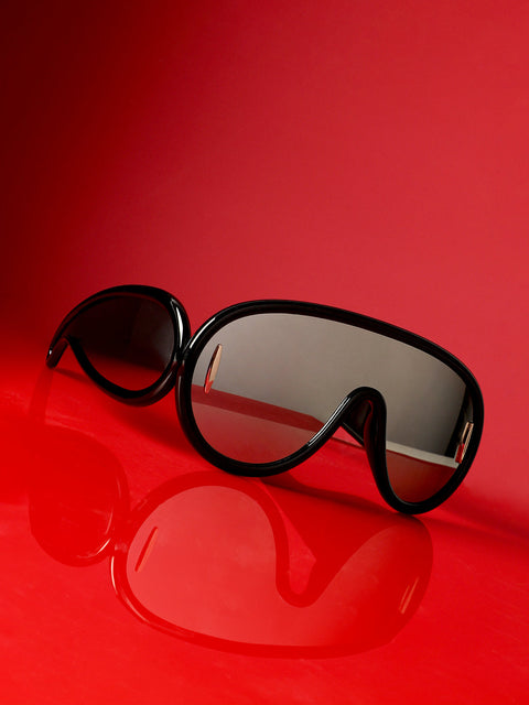 CAHOOT Men's Metallic Oversized Sunglases - Black