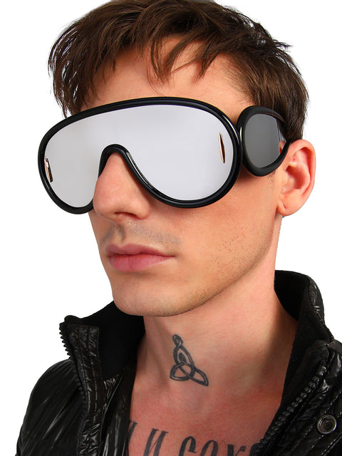CAHOOT Men's Metallic Oversized Sunglases - Black