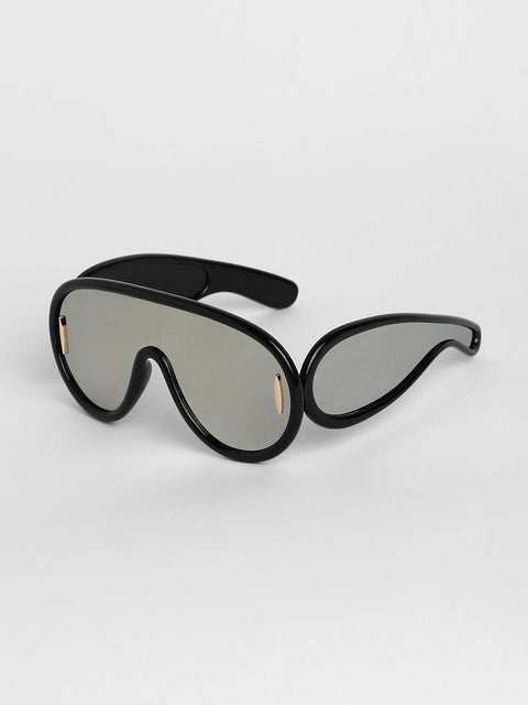 CAHOOT Men's Metallic Oversized Sunglases - Black