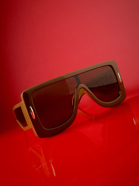 CAHOOT Men's Futuristic Oversized Sunglasses - Brown