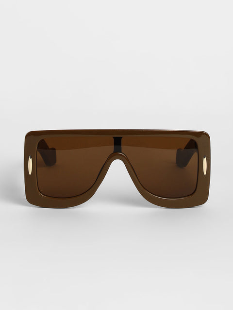CAHOOT Men's Futuristic Oversized Sunglasses - Brown