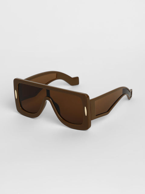 CAHOOT Men's Futuristic Oversized Sunglasses - Brown