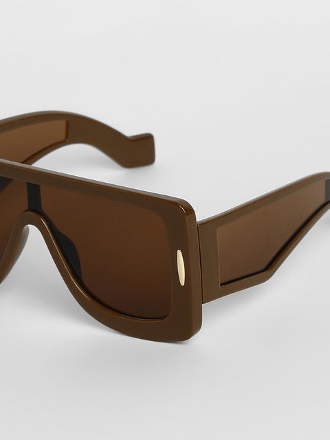 CAHOOT Men's Futuristic Oversized Sunglasses - Brown