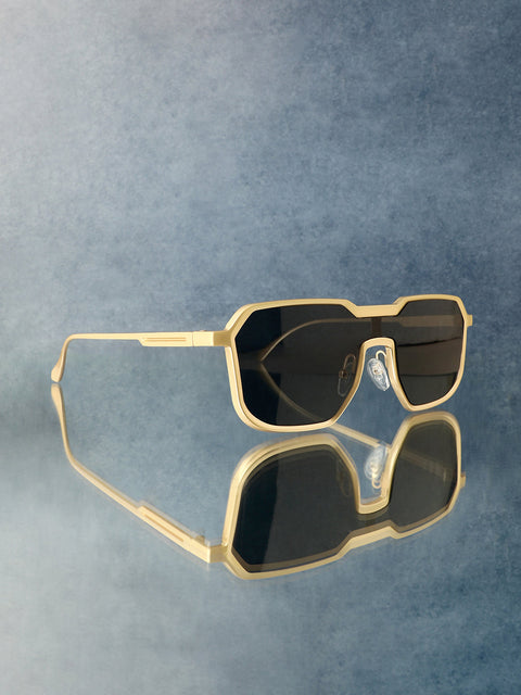 CAHOOT Men's Block Rectangular Sunglasses - Gold