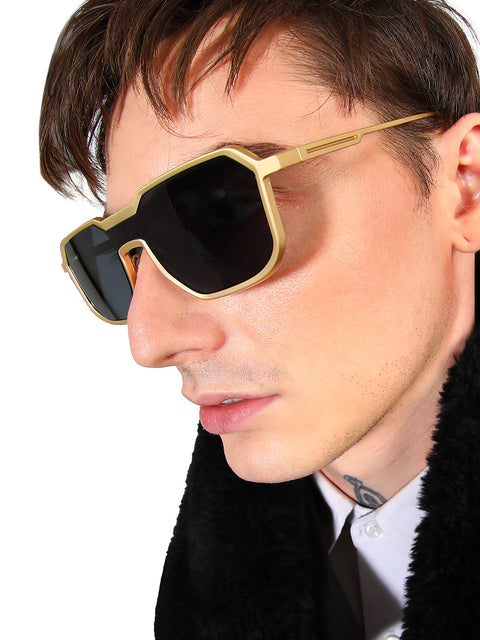 CAHOOT Men's Block Rectangular Sunglasses - Gold