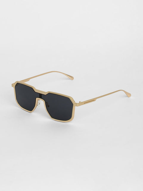 CAHOOT Men's Block Rectangular Sunglasses - Gold