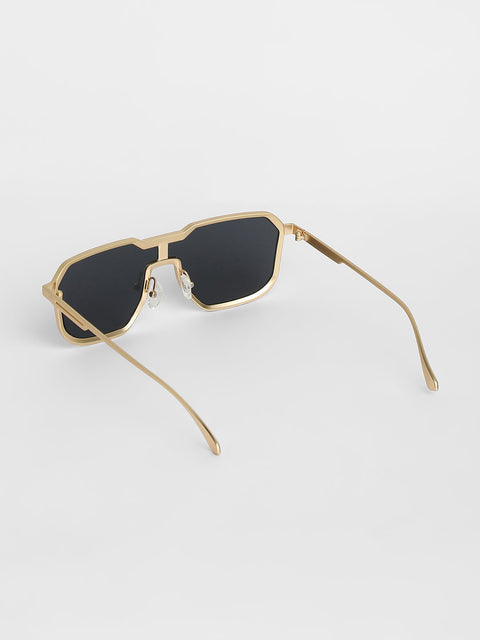 CAHOOT Men's Block Rectangular Sunglasses - Gold