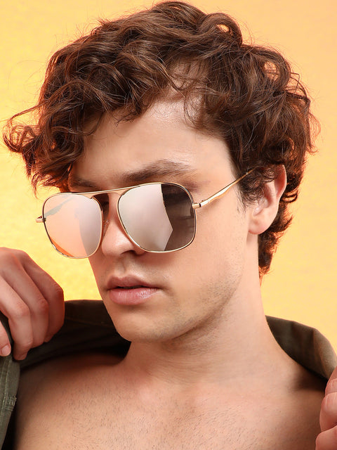 CAHOOT Men's The Sleek Mirror Aviator Sunglasses - Champayne Gold