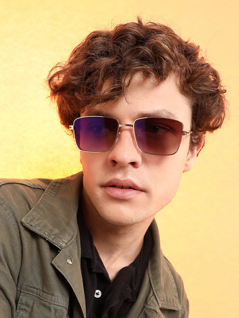 CAHOOT Men's The Gradiant Rectangular Sunglasses - Violet Purple