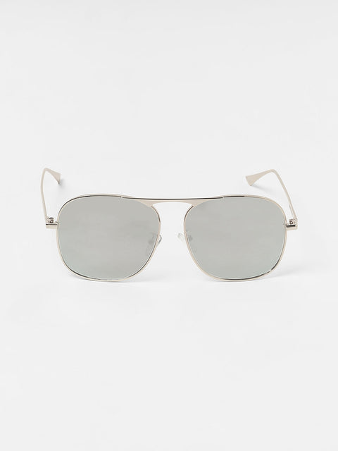 CAHOOT Men's The Sleek Mirror Aviator Sunglasses - Metallic Silver