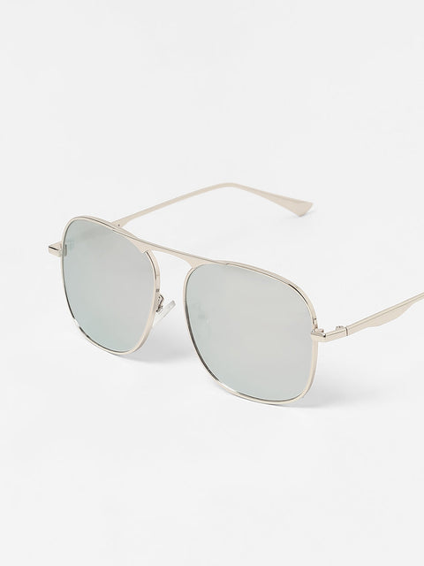 CAHOOT Men's The Sleek Mirror Aviator Sunglasses - Metallic Silver