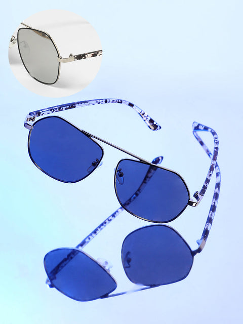 CAHOOT Men's The Futuristic Aviator Sunglasses - Metallic Silver