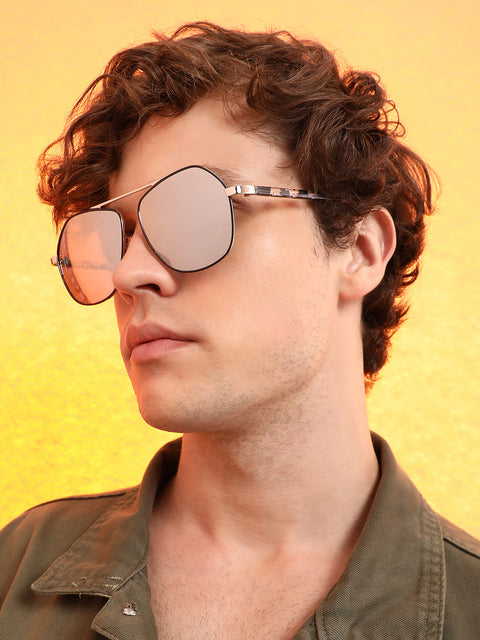 CAHOOT Men's The Futuristic Aviator Sunglasses - Metallic Silver