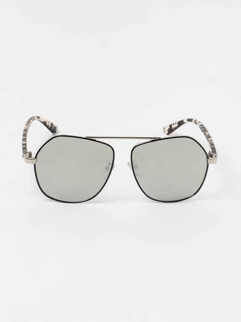 CAHOOT Men's The Futuristic Aviator Sunglasses - Metallic Silver