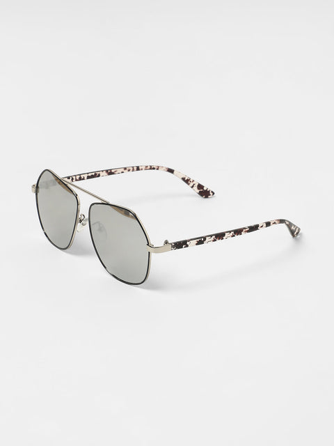 CAHOOT Men's The Futuristic Aviator Sunglasses - Metallic Silver