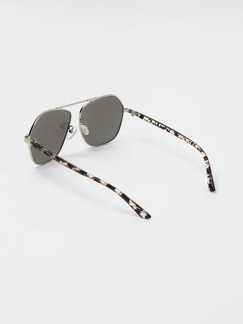 CAHOOT Men's The Futuristic Aviator Sunglasses - Metallic Silver