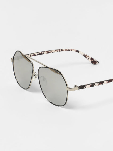 CAHOOT Men's The Futuristic Aviator Sunglasses - Metallic Silver