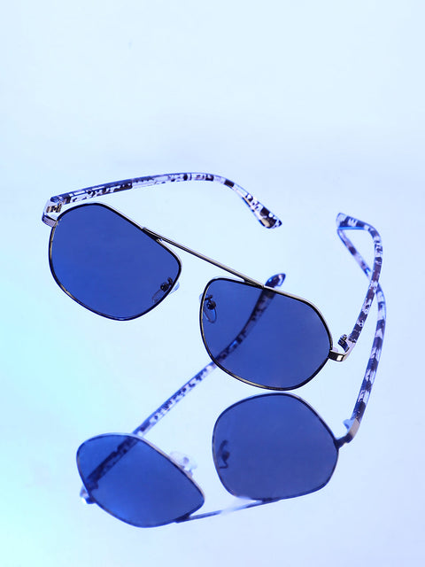 CAHOOT Men's The Futuristic Aviator Sunglasses - Metallic Silver