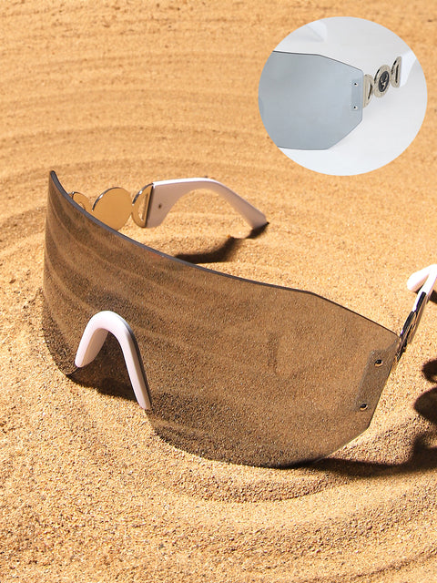 CAHOOT Men's The Coin Shield Sunglasses - Metallic Silver