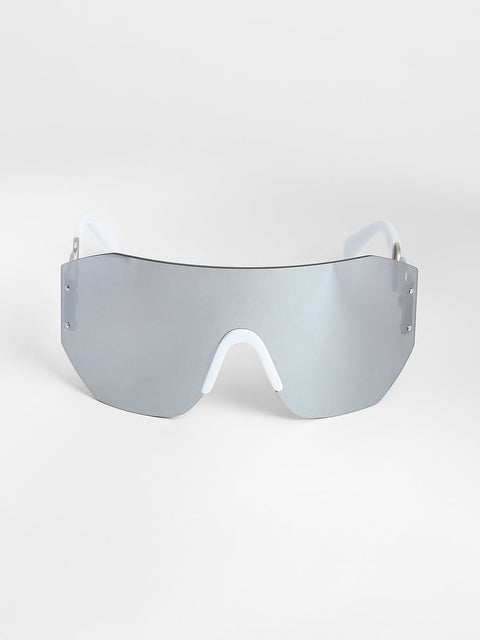 CAHOOT Men's The Coin Shield Sunglasses - Metallic Silver