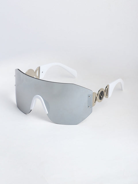 CAHOOT Men's The Coin Shield Sunglasses - Metallic Silver