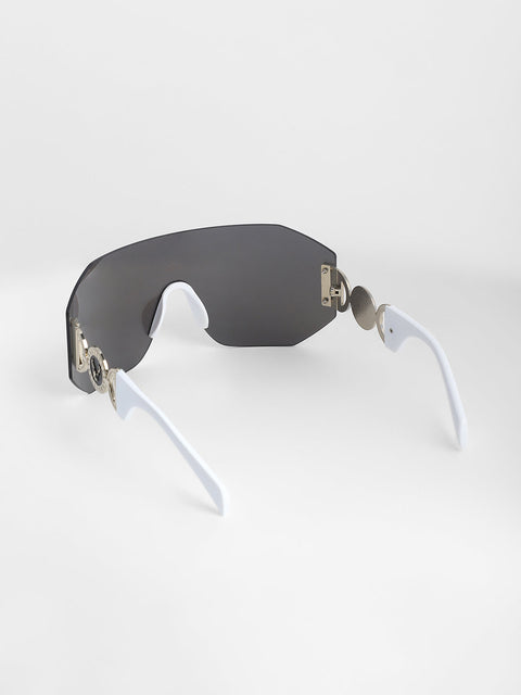 CAHOOT Men's The Coin Shield Sunglasses - Metallic Silver
