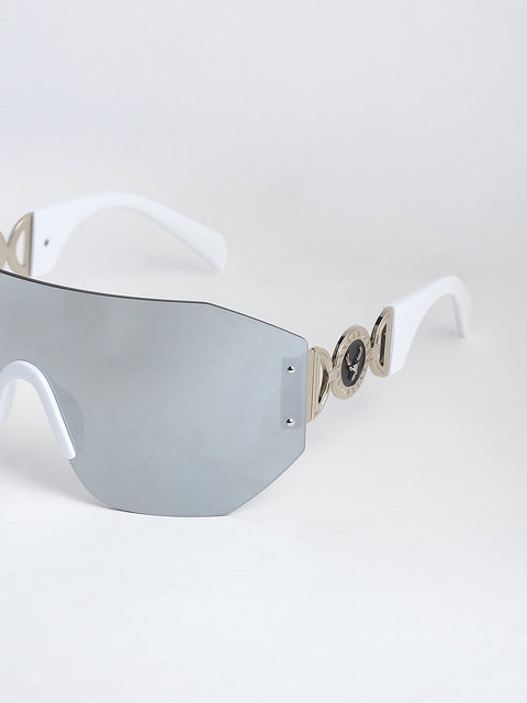 CAHOOT Men's The Coin Shield Sunglasses - Metallic Silver