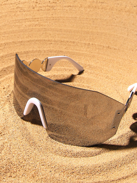 CAHOOT Men's The Coin Shield Sunglasses - Metallic Silver