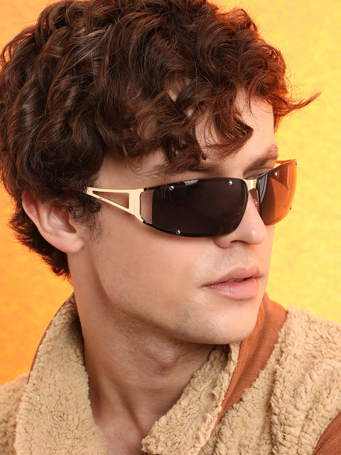 CAHOOT Men's The Hollow Wrap Sunglasses - Champayne Gold