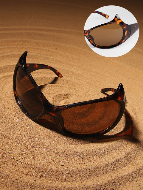 CAHOOT Men's The Bat Wrap Sunglasses - Coffee Brown