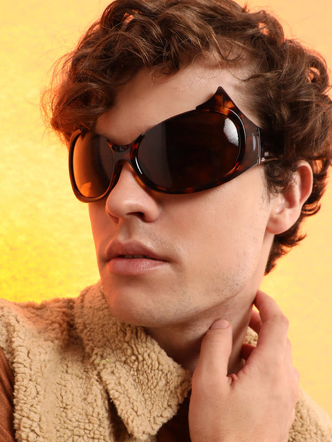 CAHOOT Men's The Bat Wrap Sunglasses - Coffee Brown