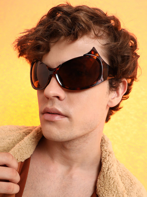 CAHOOT Men's The Bat Wrap Sunglasses - Coffee Brown