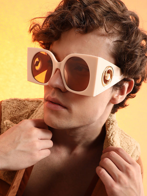 CAHOOT Men's The Airport Oversized Sunglasses - Cream White