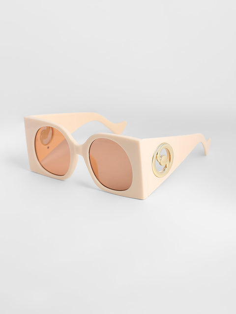 CAHOOT Men's The Airport Oversized Sunglasses - Cream White