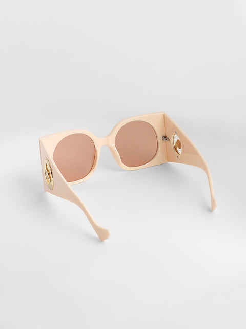 CAHOOT Men's The Airport Oversized Sunglasses - Cream White
