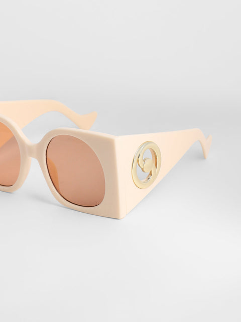 CAHOOT Men's The Airport Oversized Sunglasses - Cream White