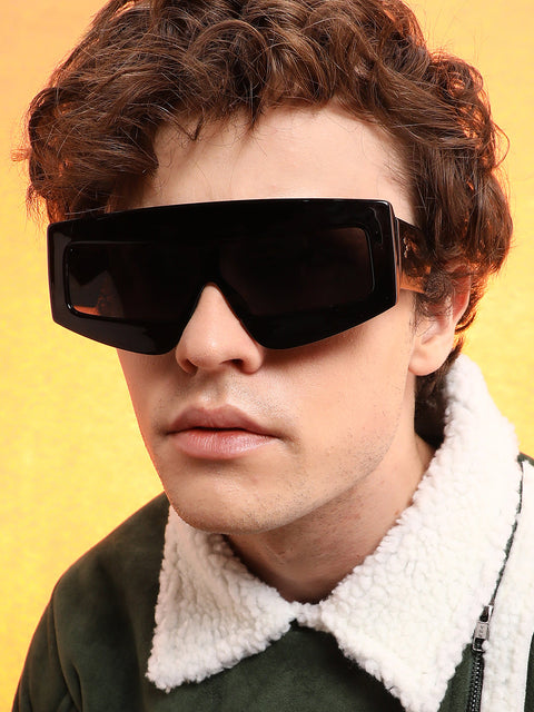 CAHOOT Men's The Structured Rectangular Sunglasses - Midnight Black