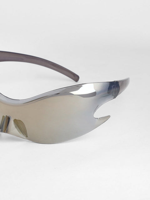 CAHOOT Men's The Flame Wrap Sunglasses - Metallic Silver